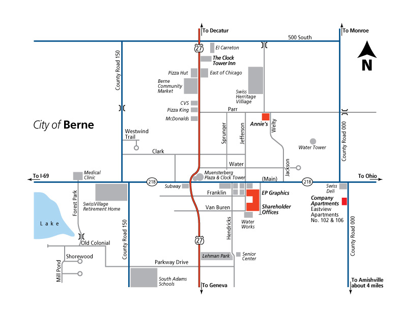 Berne, Indiana - City map